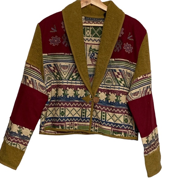Vintage Jackets & Blazers - NWT Vintage New Identity Tapestry Aztec Blazer Jacket